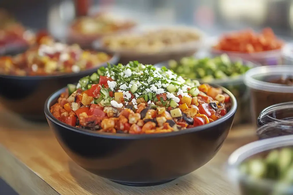 Blaze Pizza pizza bowl close-up.