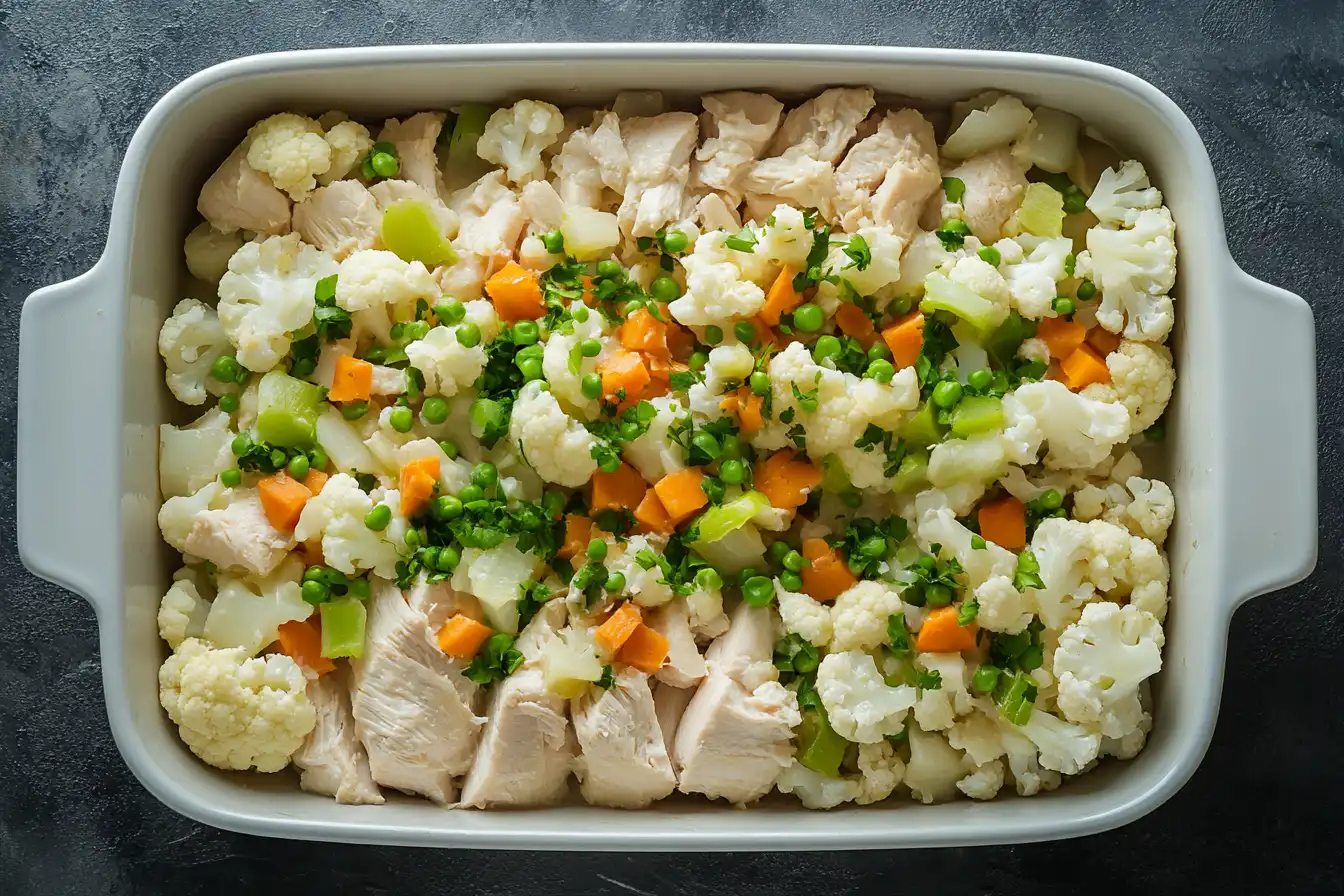 Baking chicken and cauliflower casserole