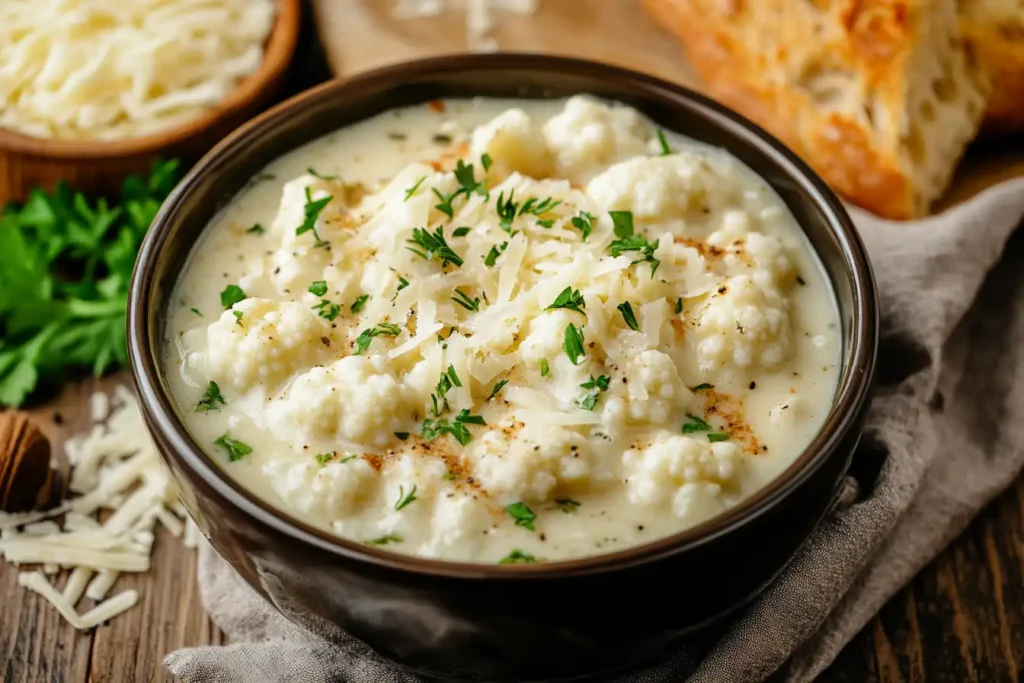 Keto crockpot cauliflower and cheese