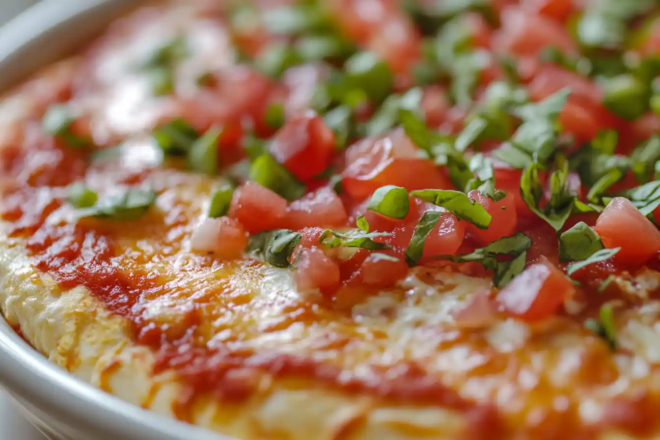 Cottage cheese pizza bowl close-up