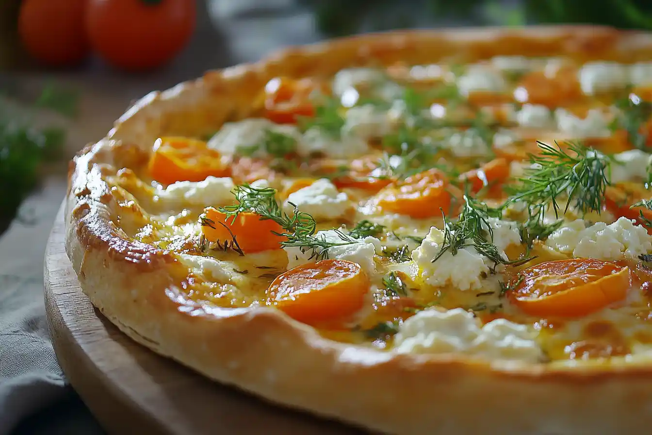 Cottage cheese pizza close-up