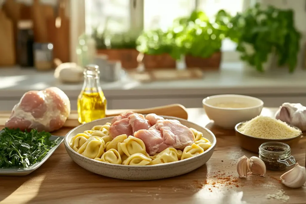 Ingredients for chicken tortellini alfredo