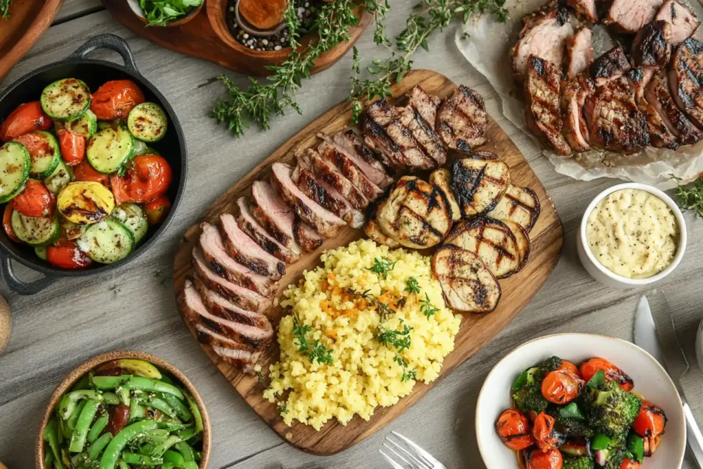 A variety of keto-friendly meal items