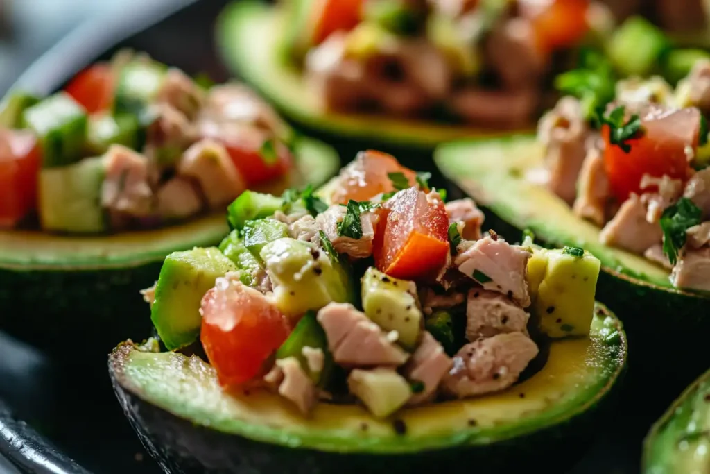 Tuna and avocado boats keto recipe.