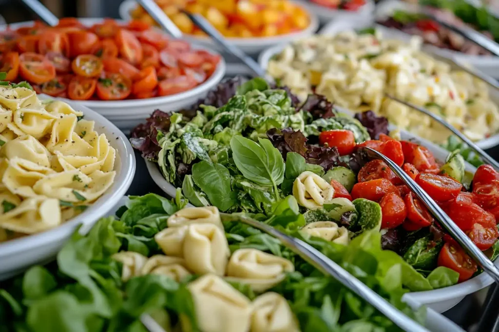 Refreshing salads for tortellini alfredo.	