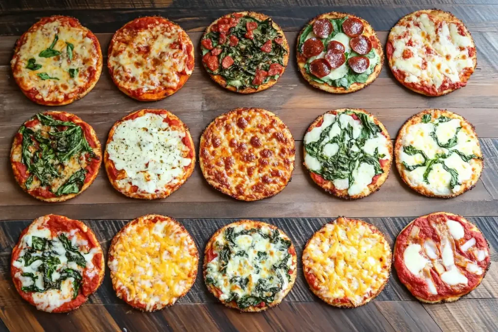 Low-carb crustless pizza options.