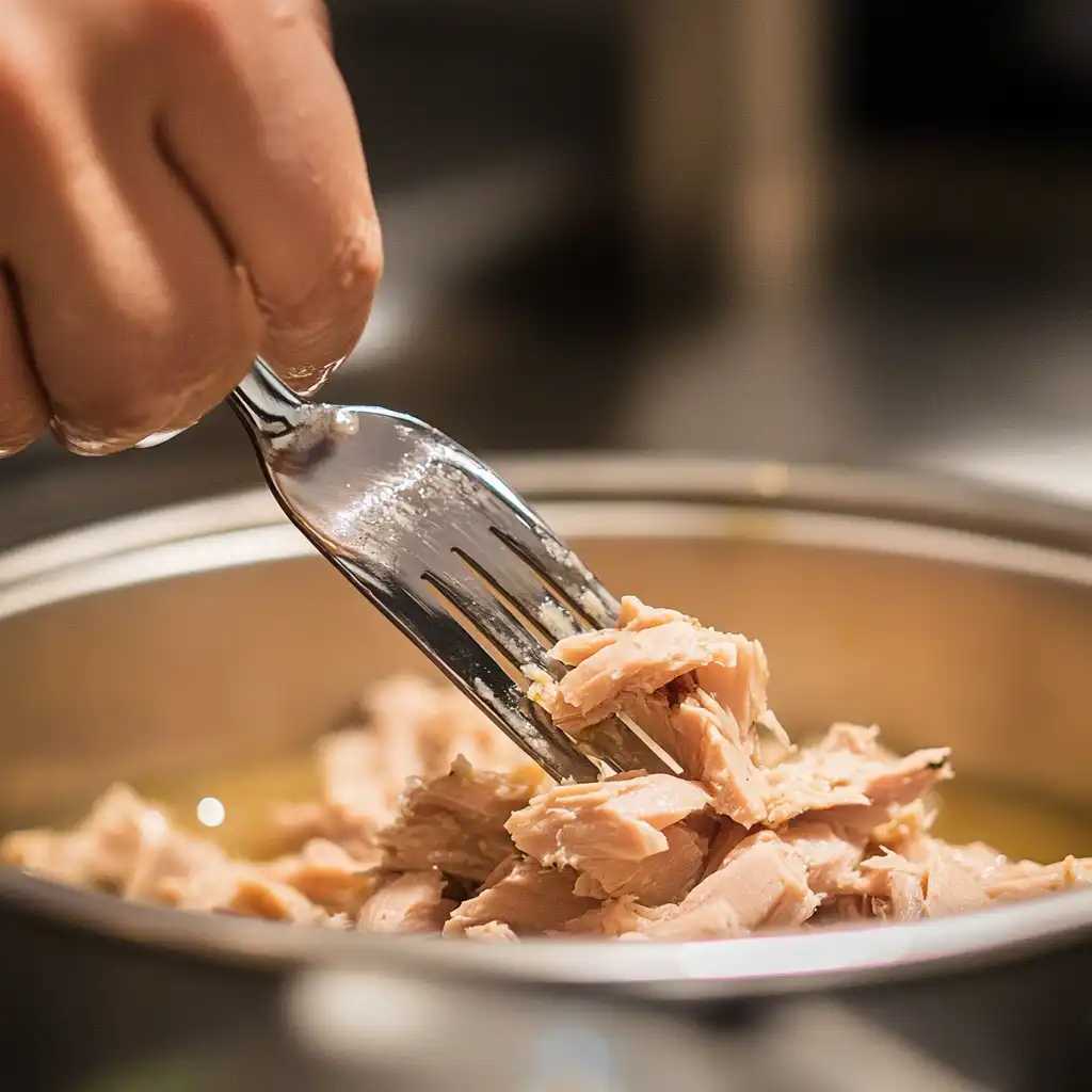 Draining canned tuna