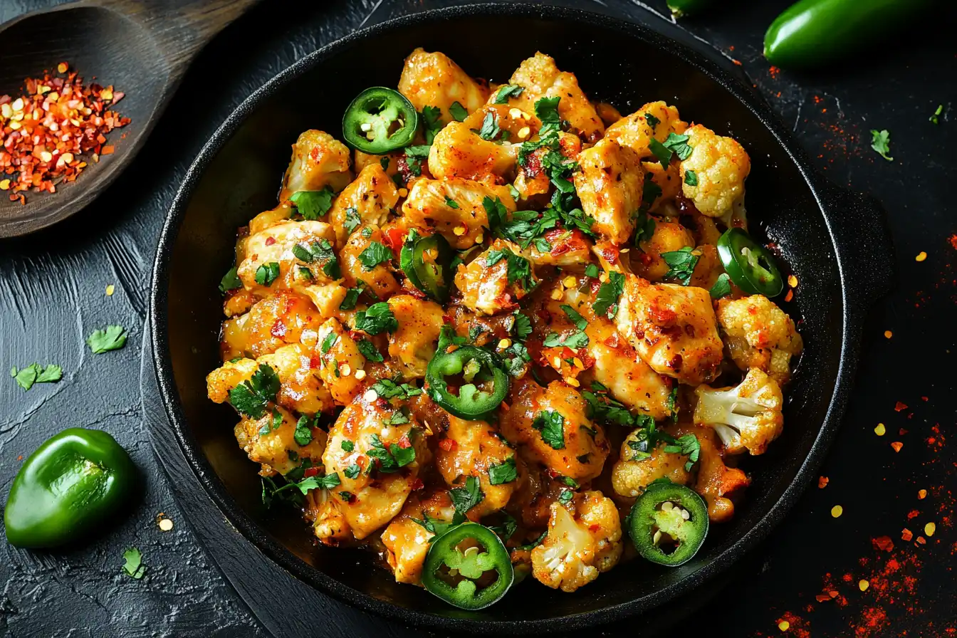 Spicy chicken cauliflower casserole