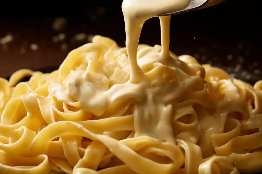 Tagliatelle pasta with Alfredo.