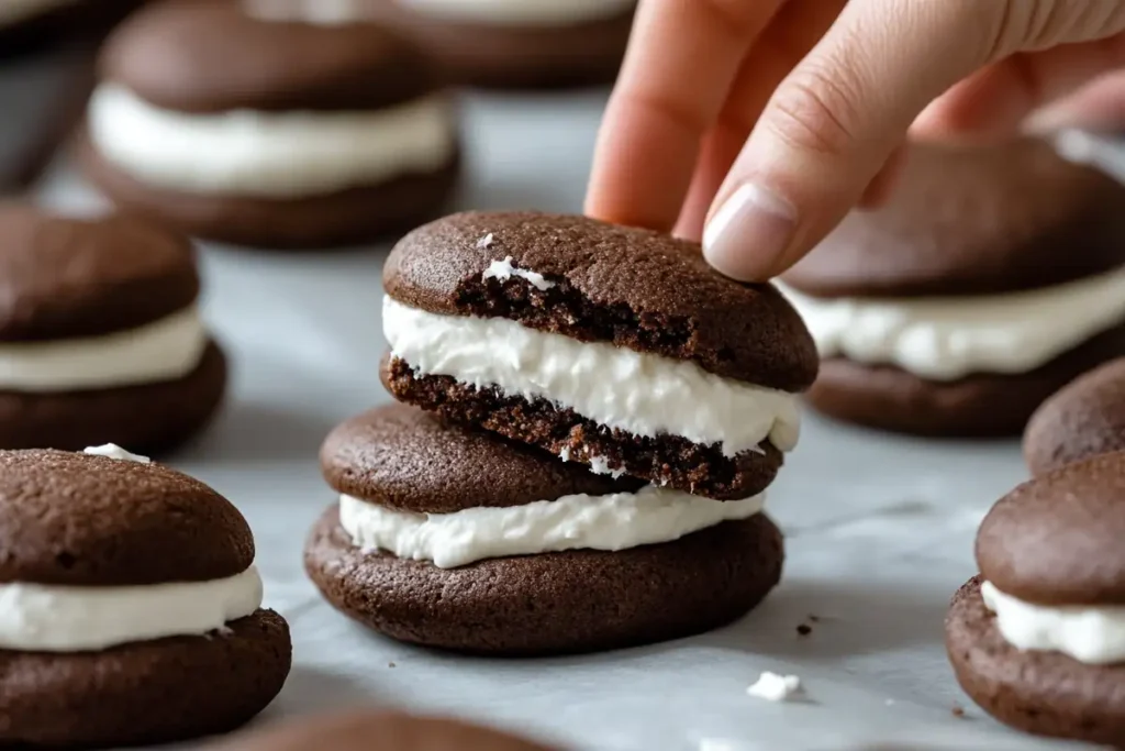 Filling football whoopie pies