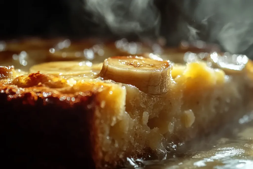 Mashed bananas in banana bread.