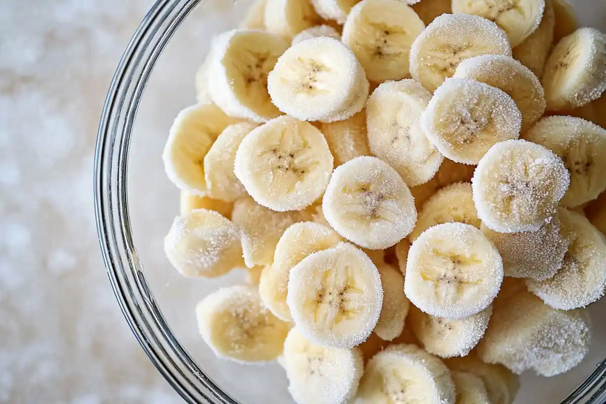 Frozen bananas in a bowl