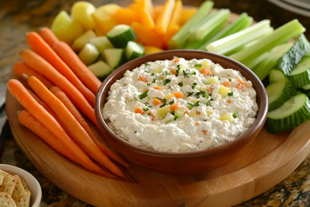 Cottage cheese dip with vegetables