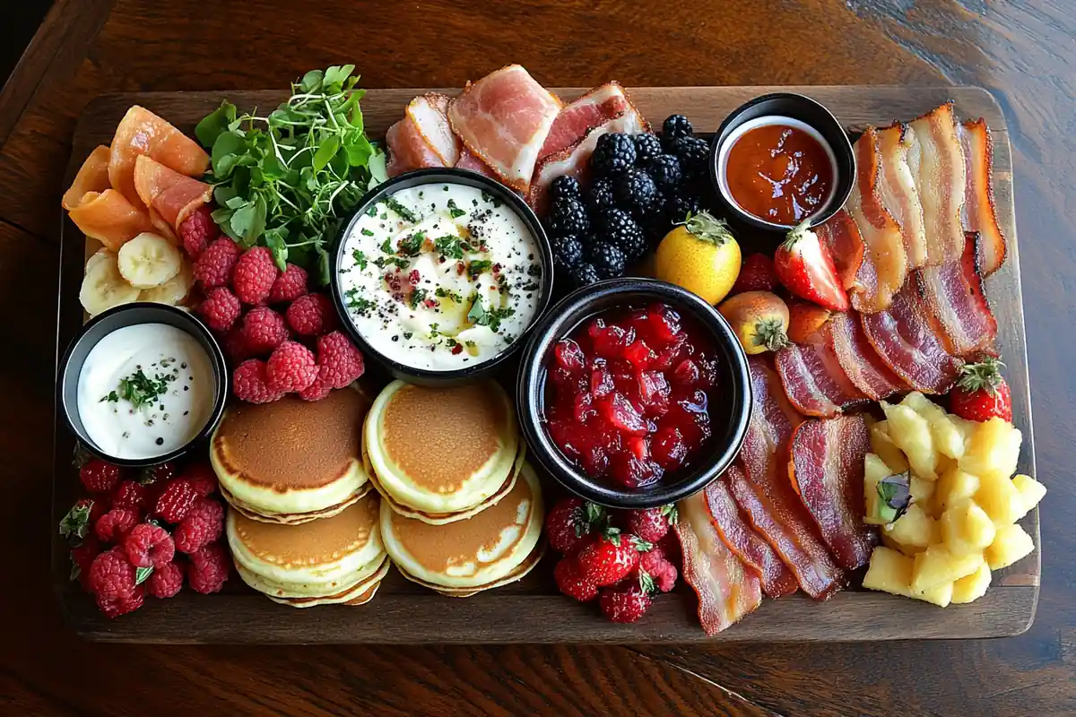 Breakfast charcuterie board overhead