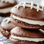 Football whoopie pies close-up