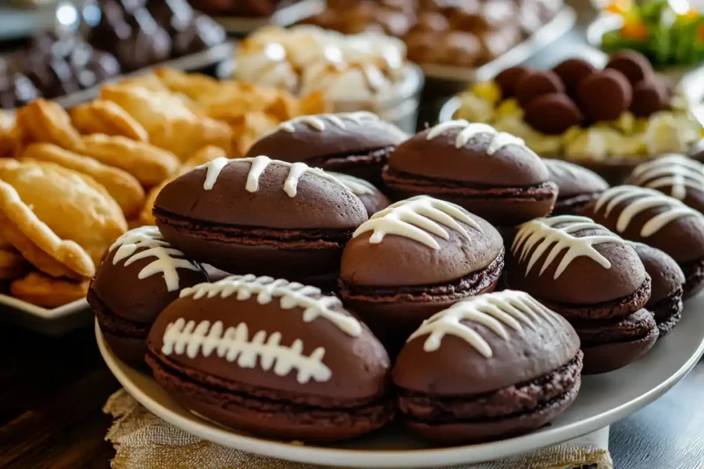 Football whoopie pies platter