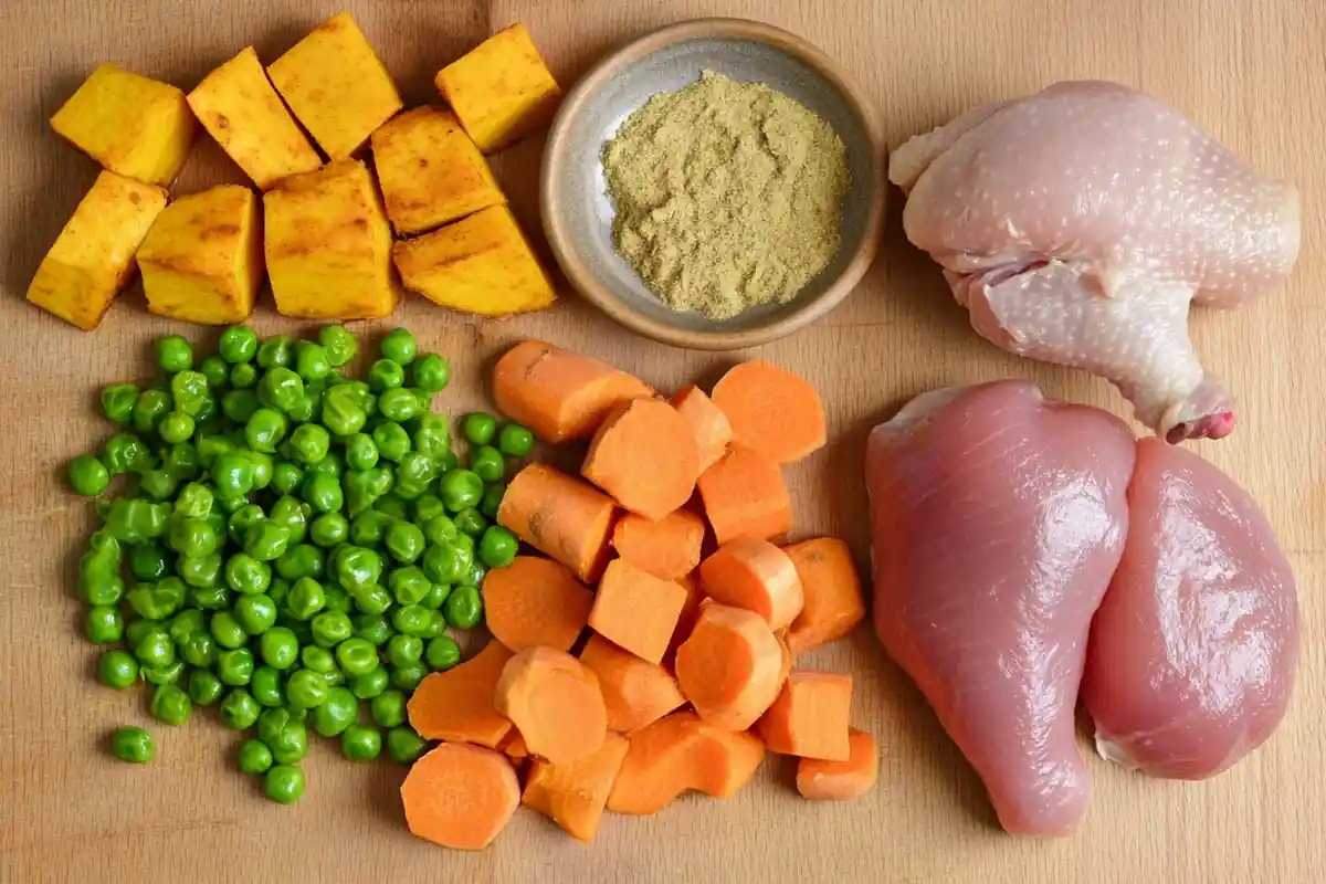 Baby curry recipe ingredients laid out