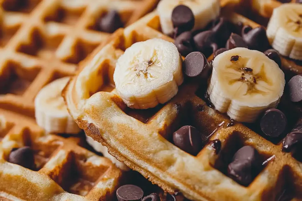 Banana Chocolate Chip Waffles close-up