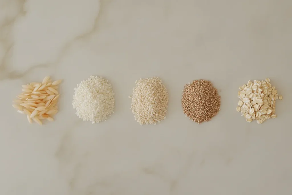 Different baby porridge grains