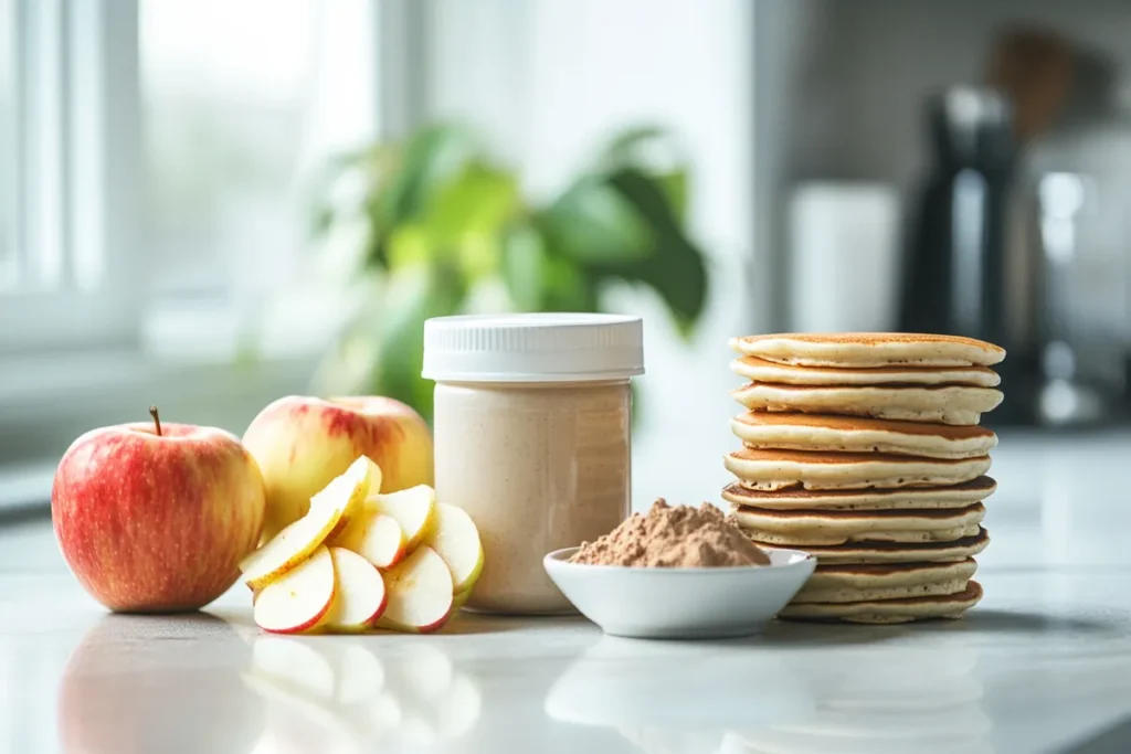 Greek yogurt and fruit for pancake mix