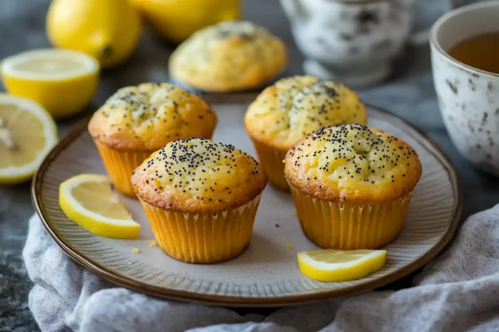 Served lemon poppy seed muffins