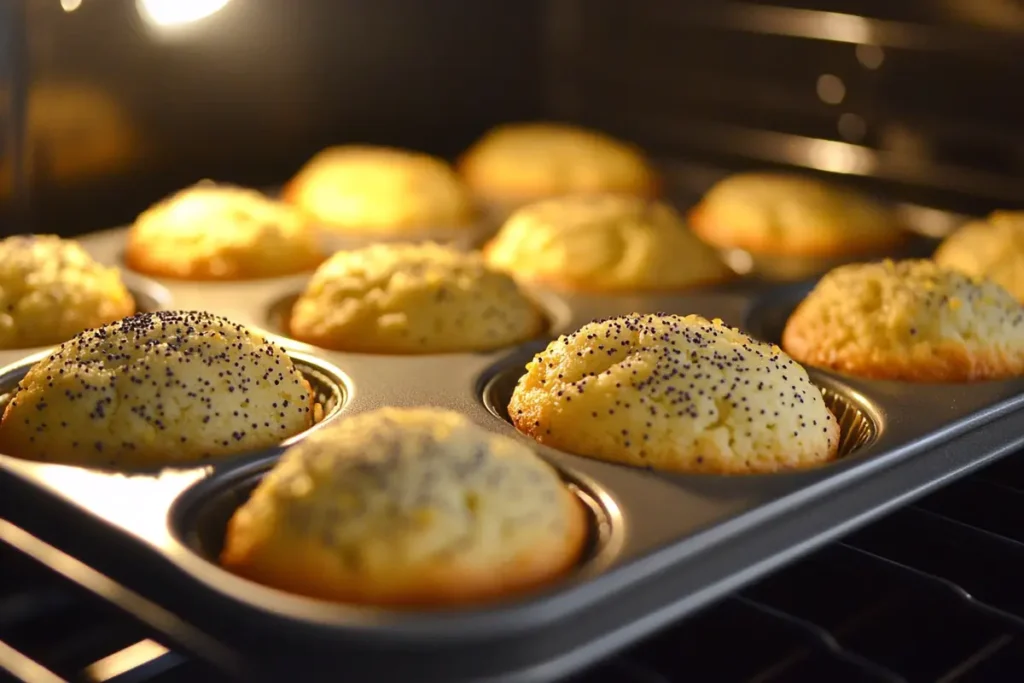 Baking lemon poppy seed muffins