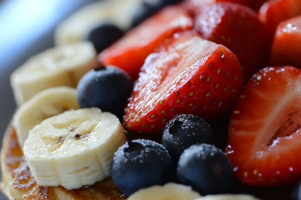 Pancakes with fruit for breakfast