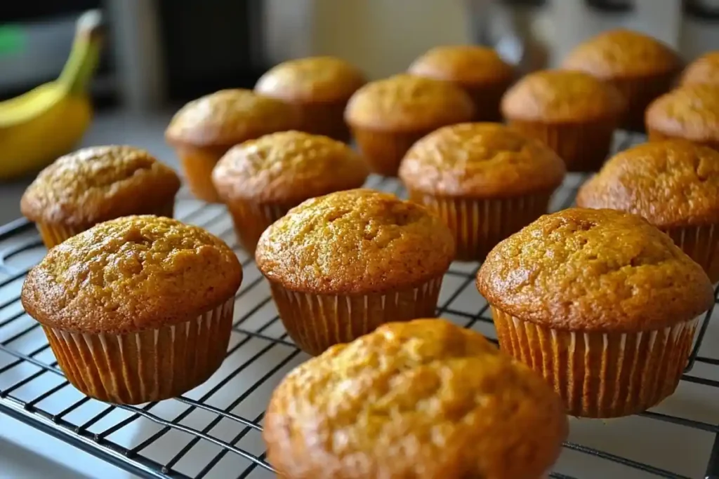 Pumpkin Banana Muffins cooling on a wire rack