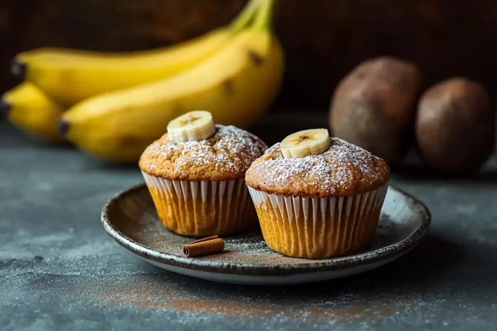 Pumpkin Banana Muffins with cinnamon sprinkle.