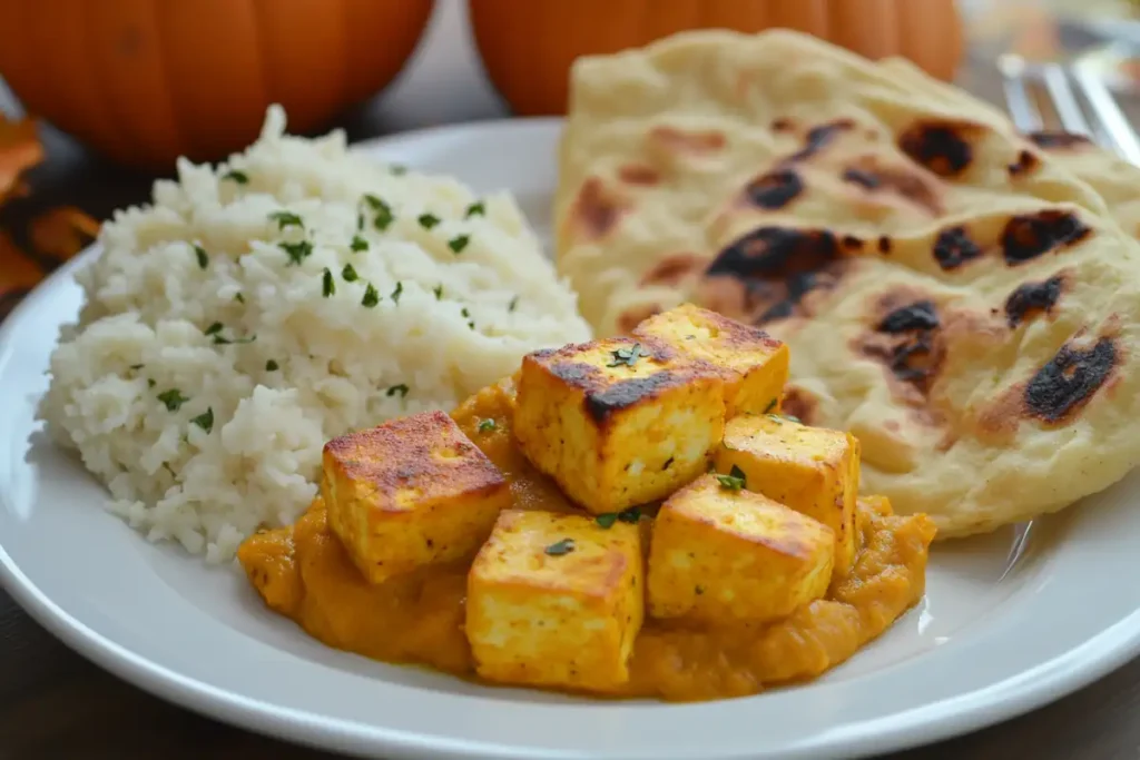 Pumpkin paneer with puree with naan