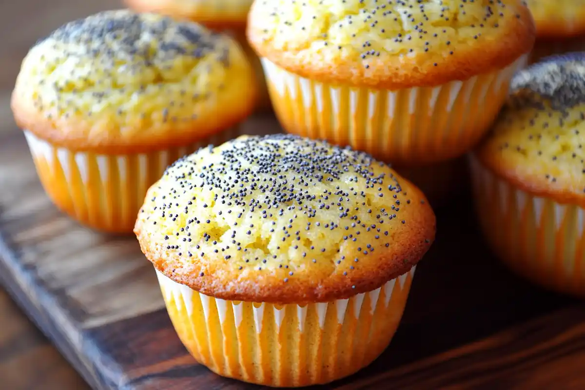 Lemon poppy seed muffins display