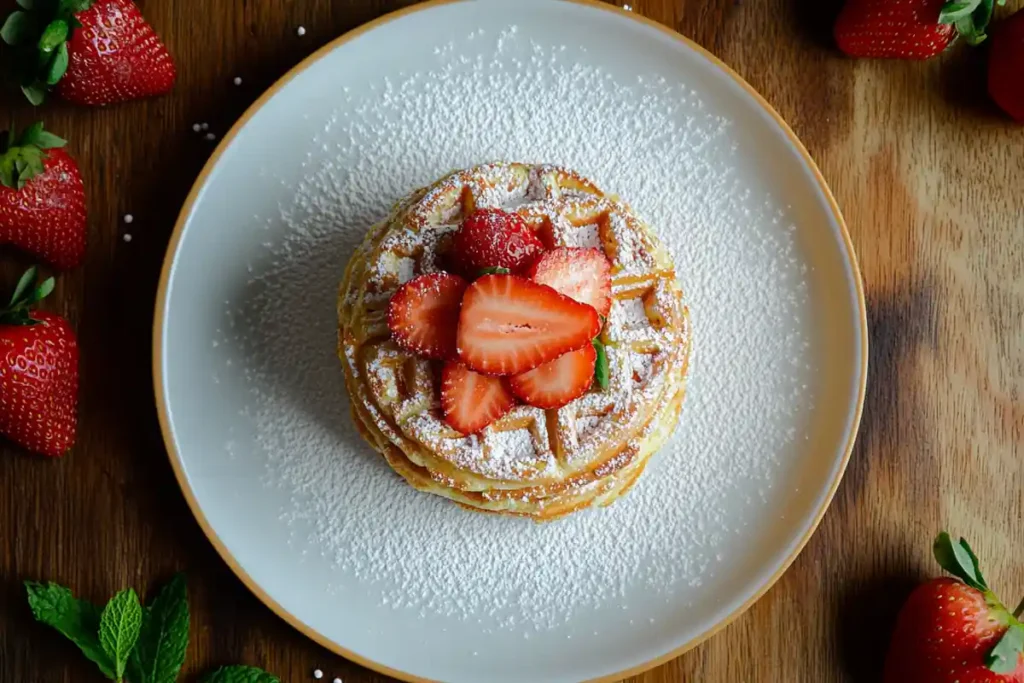 Stack of strawberry waffles