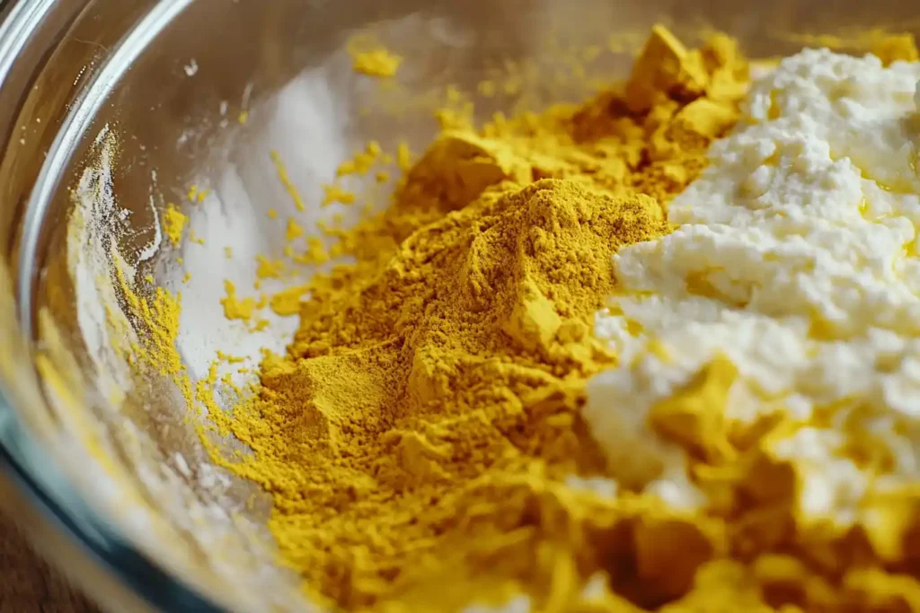 Turmeric mixed in cottage cheese