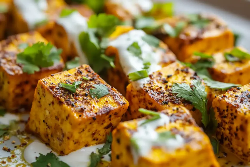 Pumpkin paneer with puree with toppings