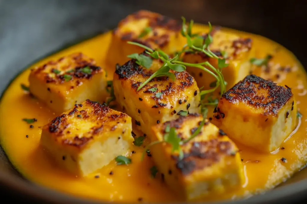 Pumpkin paneer with puree dish